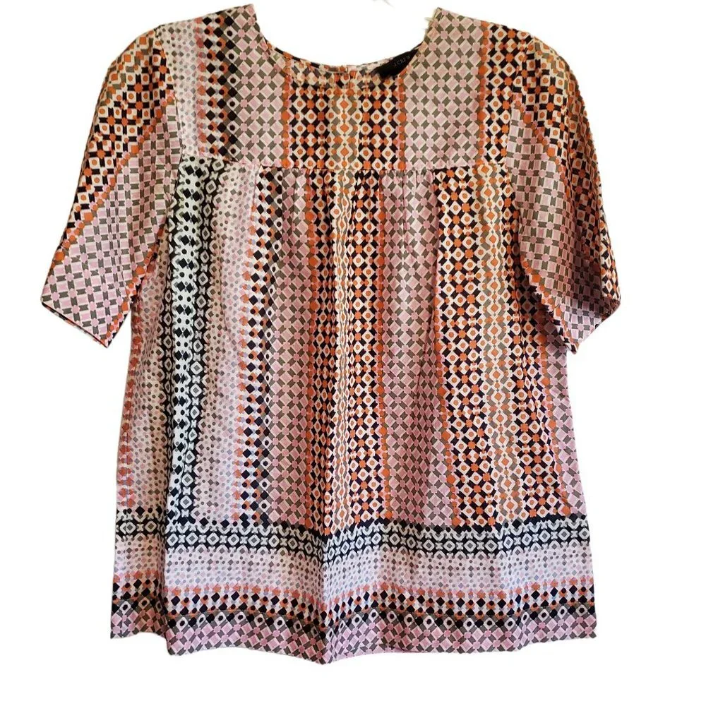 J.CREW 4 Pink geo‎ top Item A1328